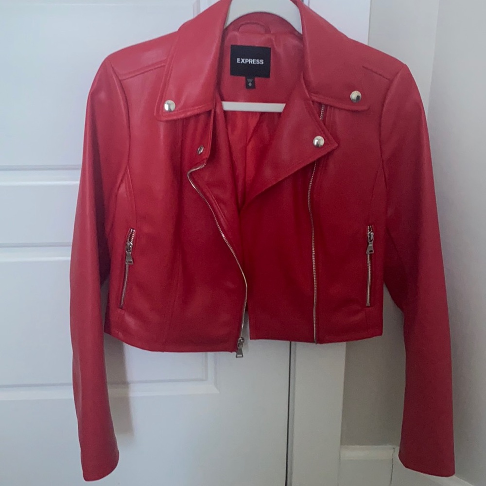 Express faux leather jacket- red